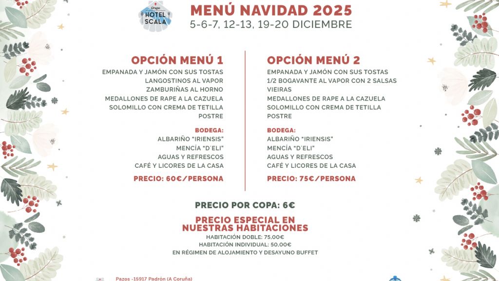 ¡Celebra la Navidad 2025 con nuestras cenas y comidas de grupo en el Hotel Scala!